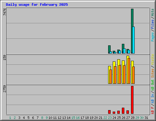 Daily usage for February 2025