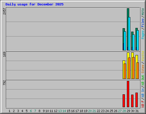 Daily usage for December 2025