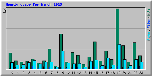 Hourly usage for March 2025